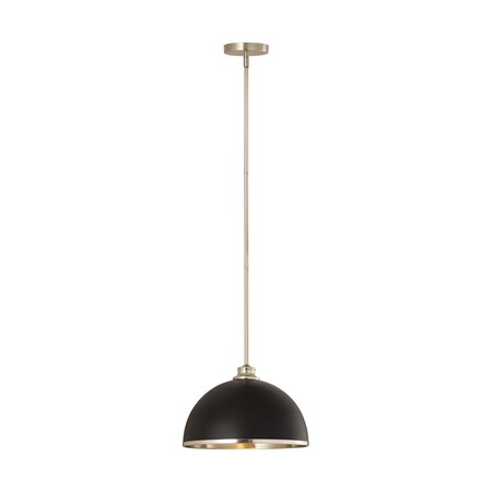 Z-Lite Landry 1 Light Pendant, Matte Black & Brushed Nickel 1004P14-MB-BN
